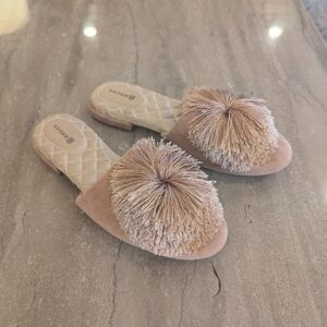 Birdies “The Songbird” Blush Velvet Mule Slippers Size 6.5